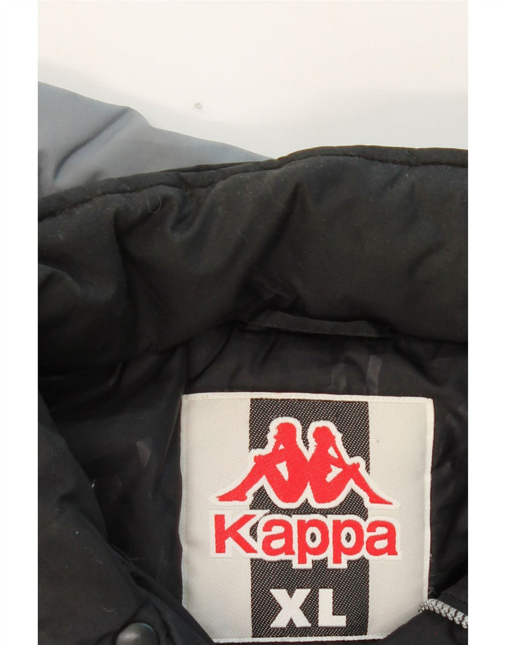 KAPPA Mens Padded Jacket UK 42 XL Black Colourblock Polyamide Vintage Kappa and Second-Hand Kappa from Messina Hembry 