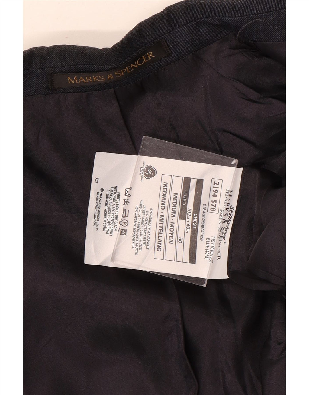 Marks & Spencer Chaqueta St. Michael Blazer para hombre UK 40 Medium Azul marino