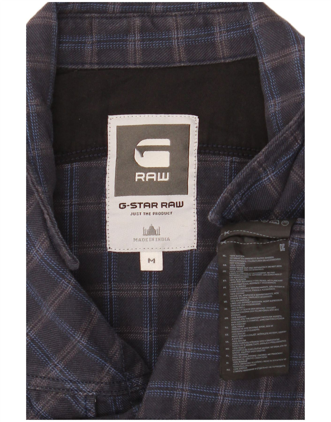 G-Star Hombre Camisa De Franela De Algodón A Cuadros Azul Marino Medio