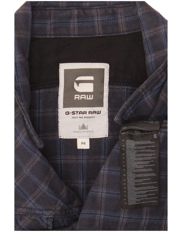 G-Star Hombre Camisa De Franela De Algodón A Cuadros Azul Marino Medio