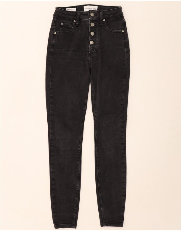 Calvin Klein Jeans súper ajustados elásticos de talle alto para mujer W27 L28 Negro