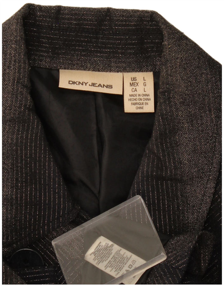 Dkny Chaqueta tipo blazer con doble botonadura para mujer Reino Unido 40 Grande Gris Chevron Acrílico