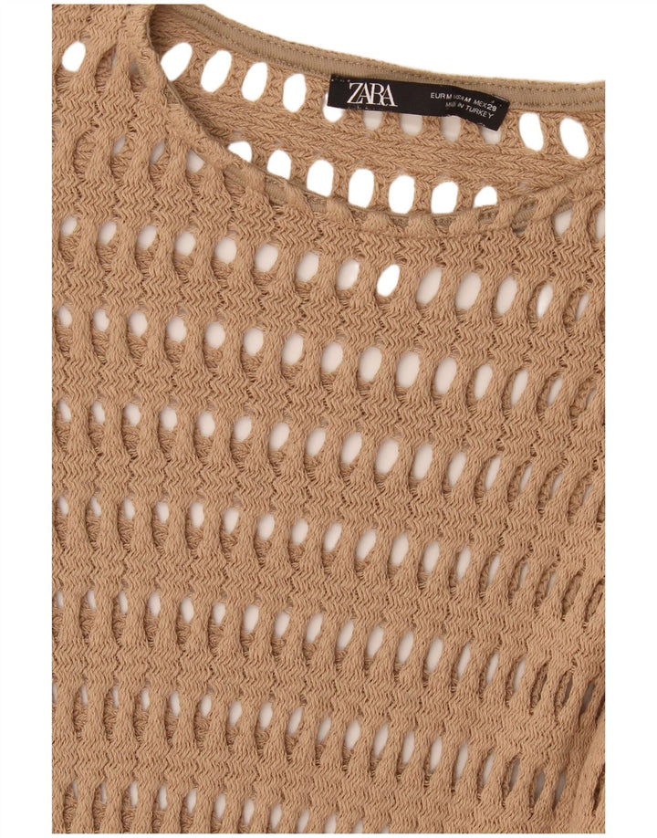 Zara Mujer Vestido De Playa De Ganchillo Reino Unido 42 Medio Beige