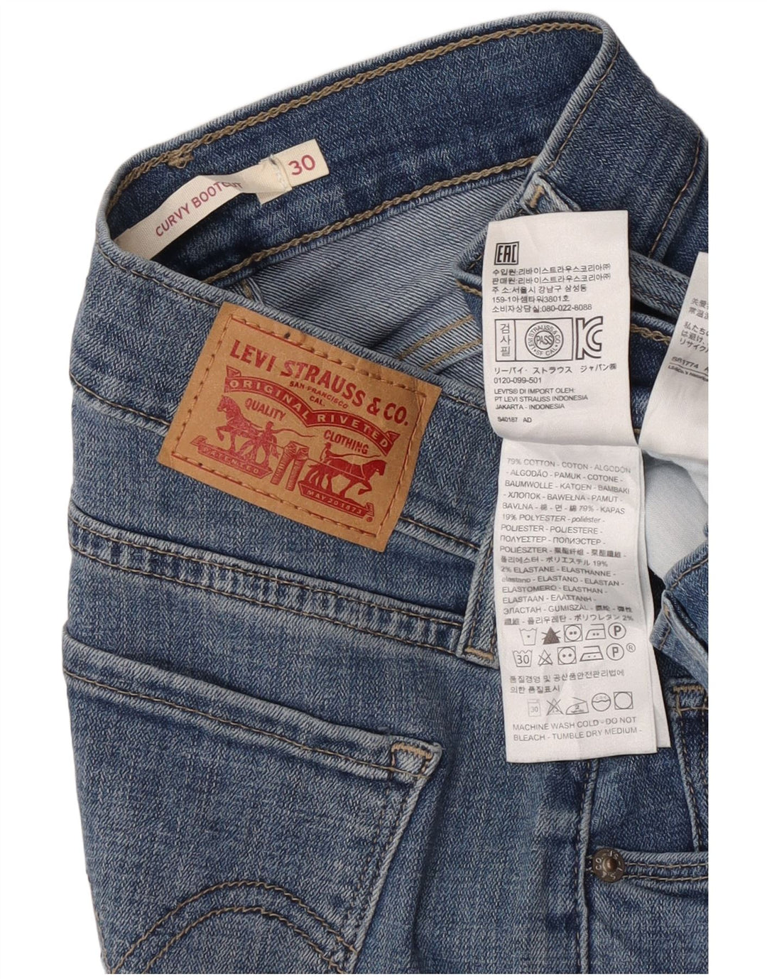 Vaqueros Levi's Curvy Bootcut para mujer W30 L30 Algodón azul
