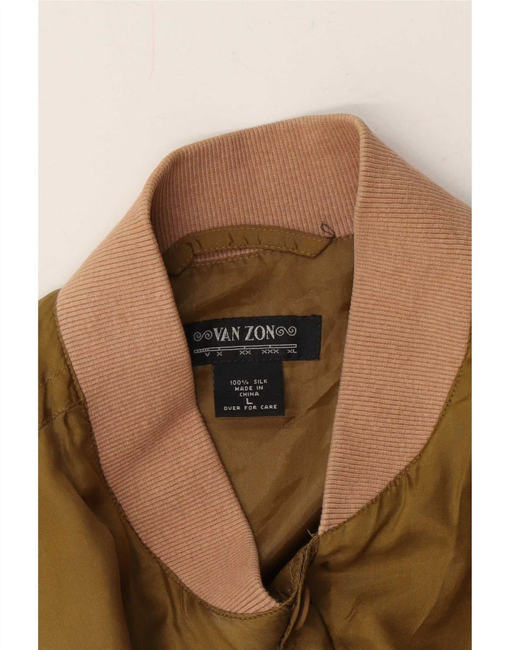 Van Zon Chaqueta Bomber para Hombre UK 40 Large Seda Color Caqui