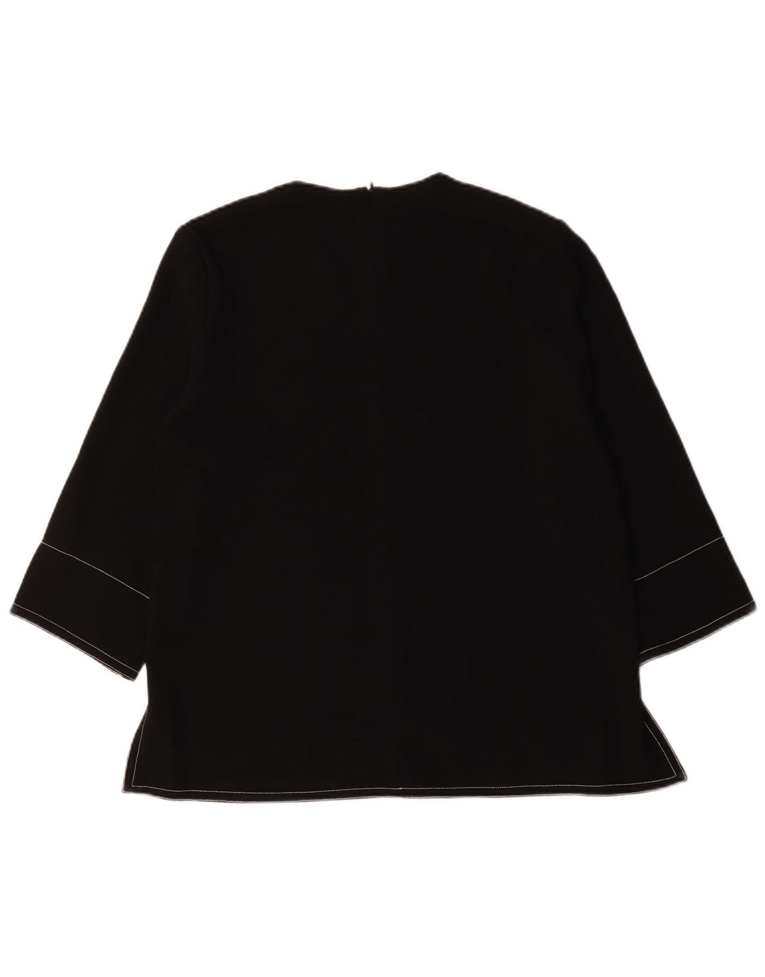 Zara Mujer Blusa Manga 3/4 Top UK 46 Grande Poliéster Negro