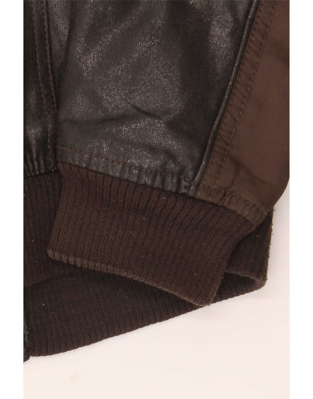 Zara Hombre Chaqueta De Piel Sintética UK 38 Marrón Medio Poliuretano