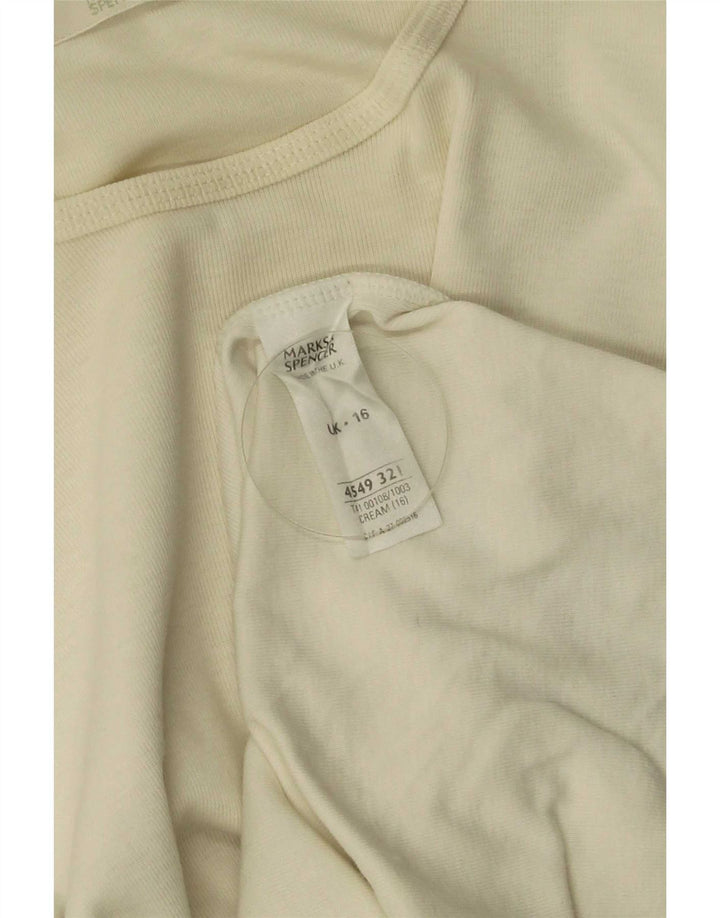Marks & Spencer Top para mujer de manga larga UK 46 Large Beige Cotton