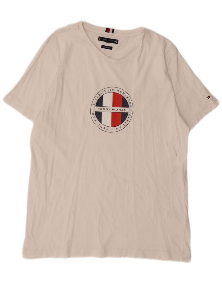 Tommy Hilfiger Camiseta gráfica para hombre Top grande de algodón blanco