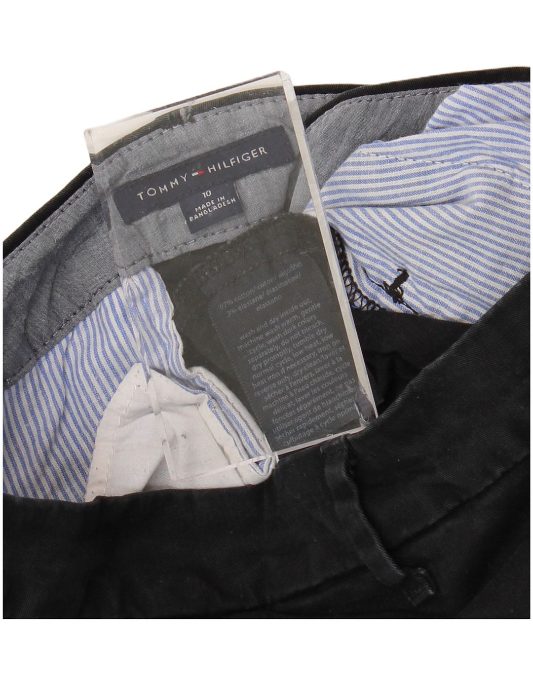 TOMMY HILFIGER Pantalones chinos delgados para mujer US 10 Large W32 L29 Algodón negro