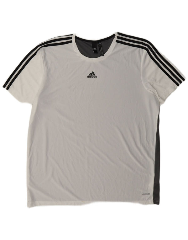 Adidas Hombre Aeroready Camiseta Top XL Blanco Colorblock Poliéster