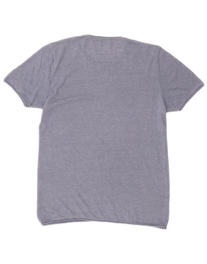 Zara Hombre Camiseta Top Grande Algodón Azul