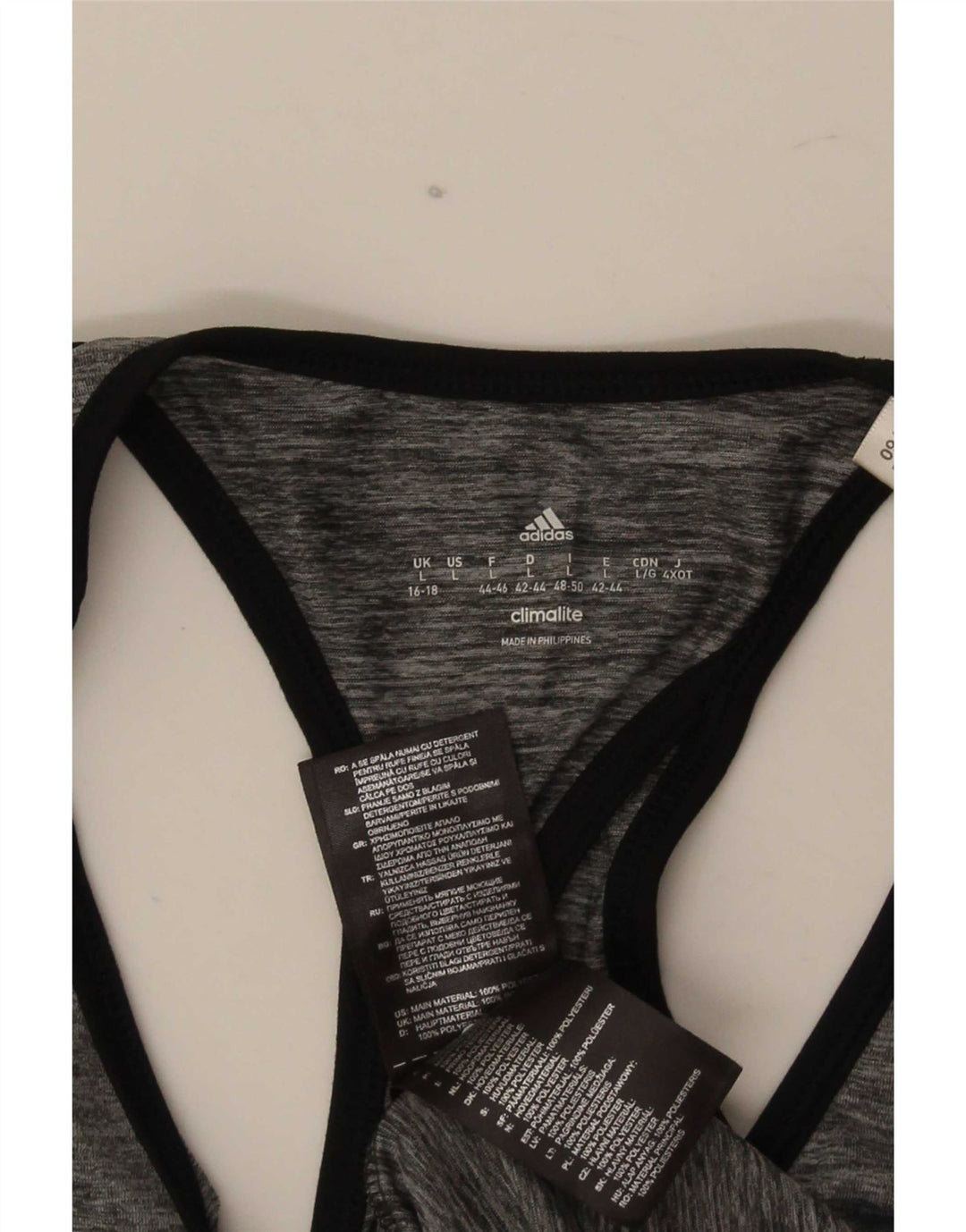 Adidas Mujer Graphic Vest Top UK 16/18 Grande Gris Poliéster