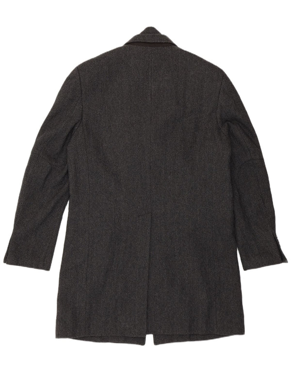 VINTAGE Abrigo para hombre IT 50 Lana de espiga gris grande