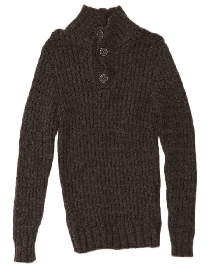 Alpha Massimo Rebecchi Suéter tipo jersey con cuello y botones para hombre IT 48 Gris medio