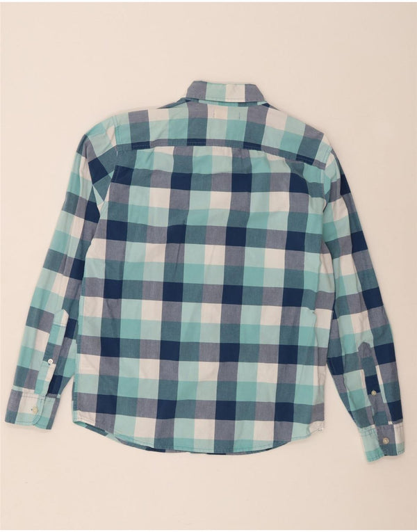 Camisa Hollister Hombre Algodón A Cuadros Azul Medio