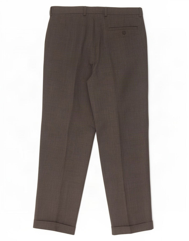 Marks & Spencer Pantalón de traje con pinzas para hombre W34 L31 Poliéster gris