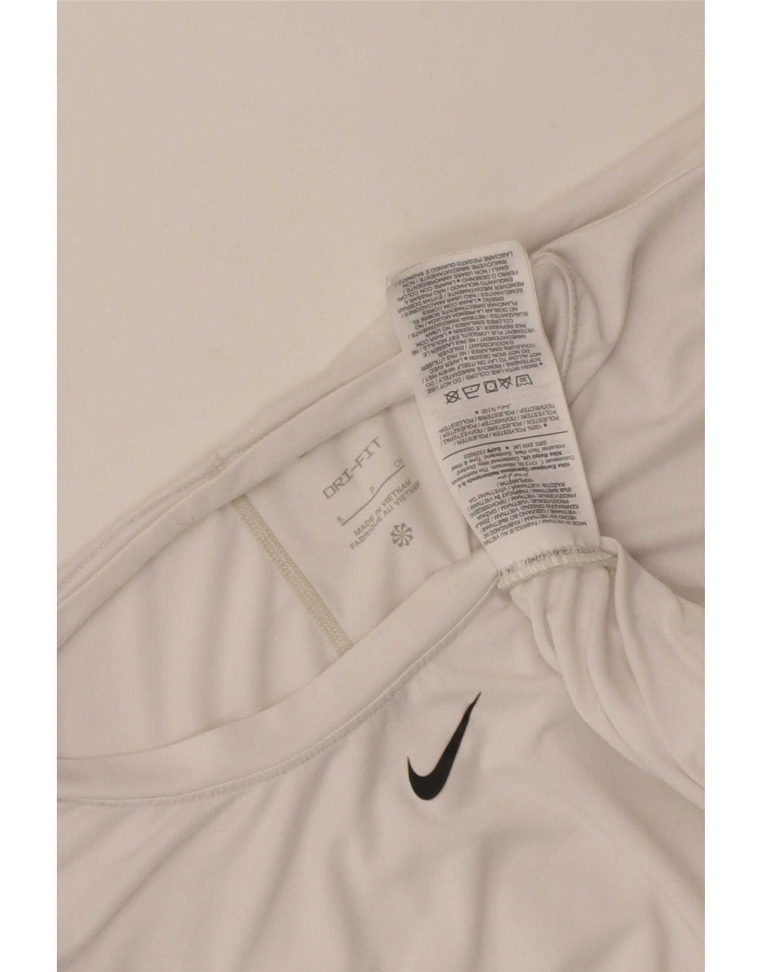 Nike Mujer Dri Fit Camiseta Top UK 10 Small Blanco Poliéster