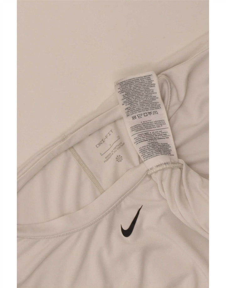 Nike Mujer Dri Fit Camiseta Top UK 10 Small Blanco Poliéster