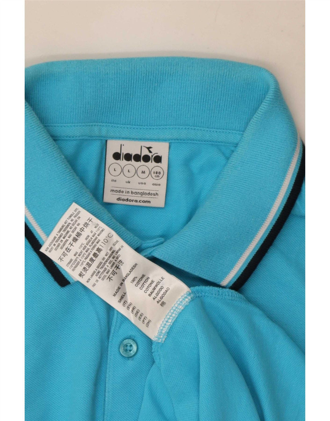 Diadora Polo Hombre Algodón Azul Grande