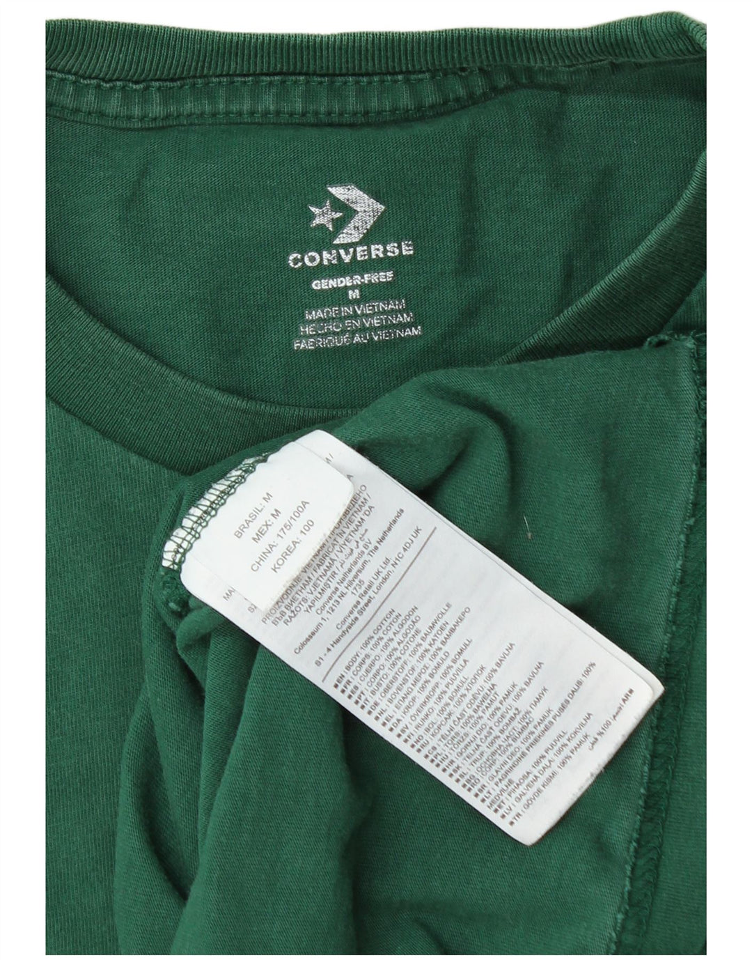 Camiseta Converse Hombre Top Algodón Verde Medio