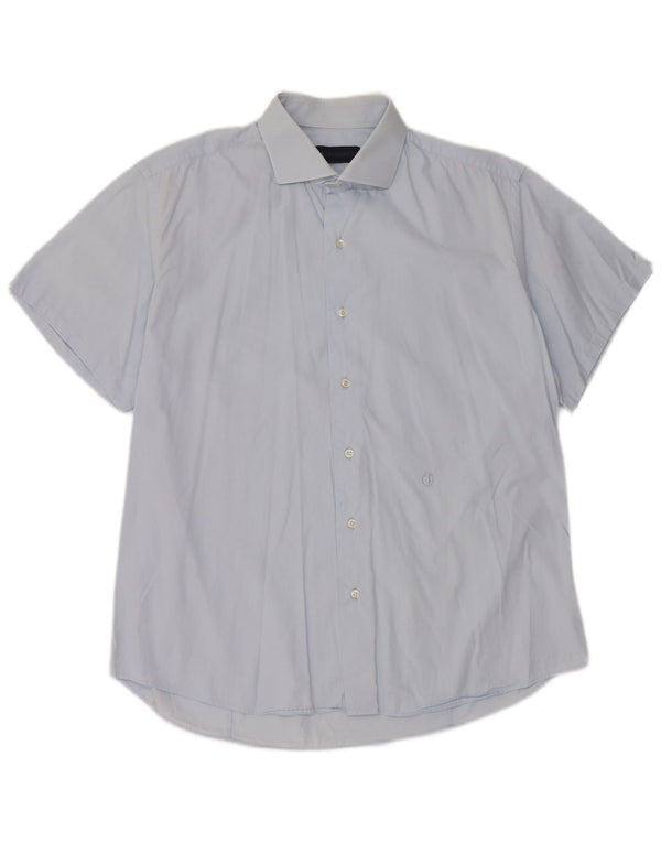 Trussardi Mens Short Sleeve Shirt Size 43 17 XL Blue Cotton