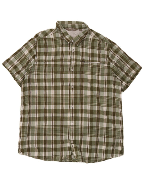 Camisa de manga corta para hombre Mountain Warehouse XL Algodón a cuadros verdes