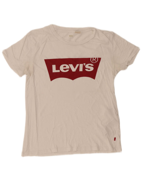 Levi's Camiseta gráfica para mujer Top UK 10 Small White Cotton