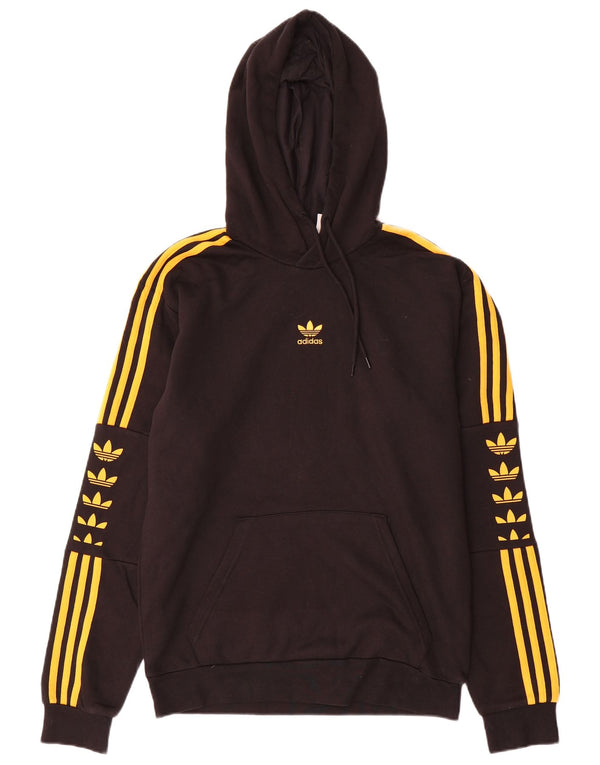 Adidas - Sudadera con capucha para hombre, diseño gráfico, talla pequeña, algodón negro