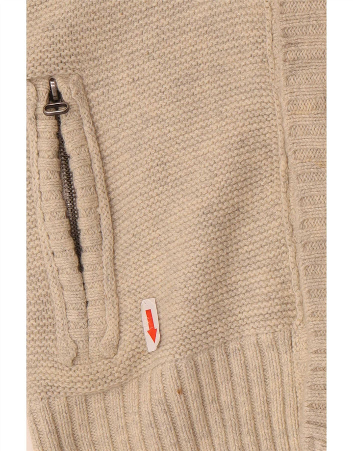 Superdry Hombre Cárdigan Suéter De Algodón Beige Medio