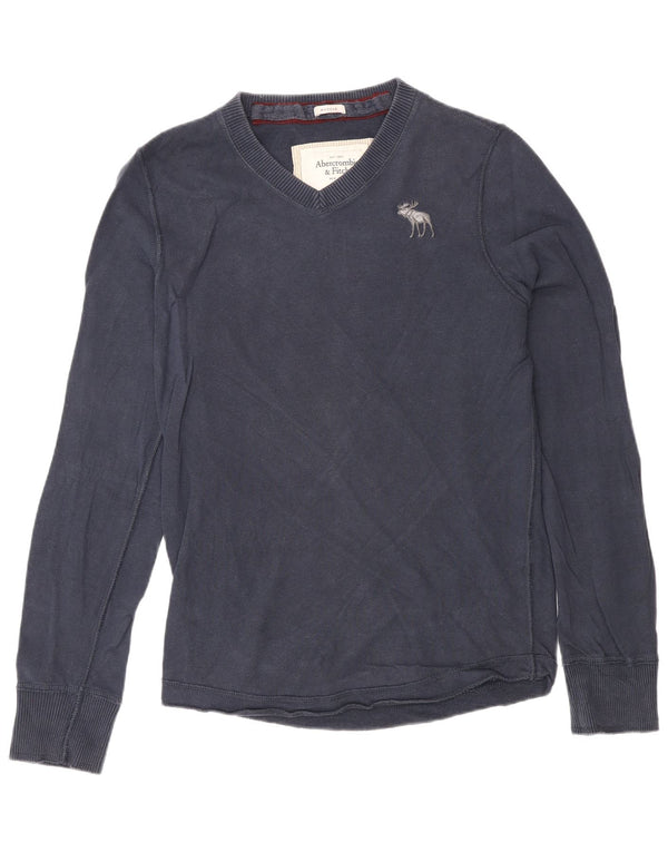 Abercrombie & Fitch Hombre Top Manga Larga Medio Azul Marino Clásico