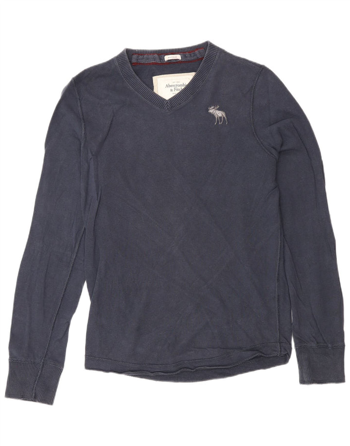 Abercrombie & Fitch Hombre Top Manga Larga Medio Azul Marino Clásico