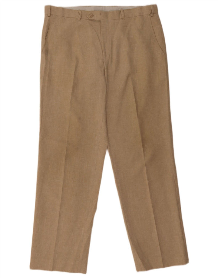 MARKS & SPENCER Pantalón de traje recto para hombre W36 L31 Poliéster beige