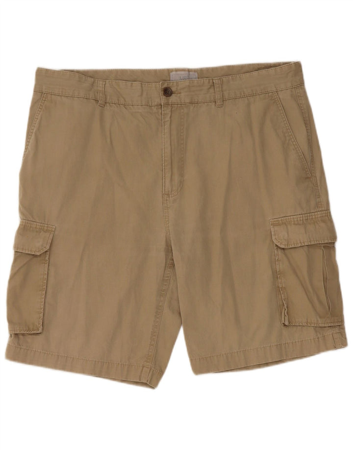 Marks & Spencer Pantalones cortos tipo cargo para hombre W36 XL Algodón beige
