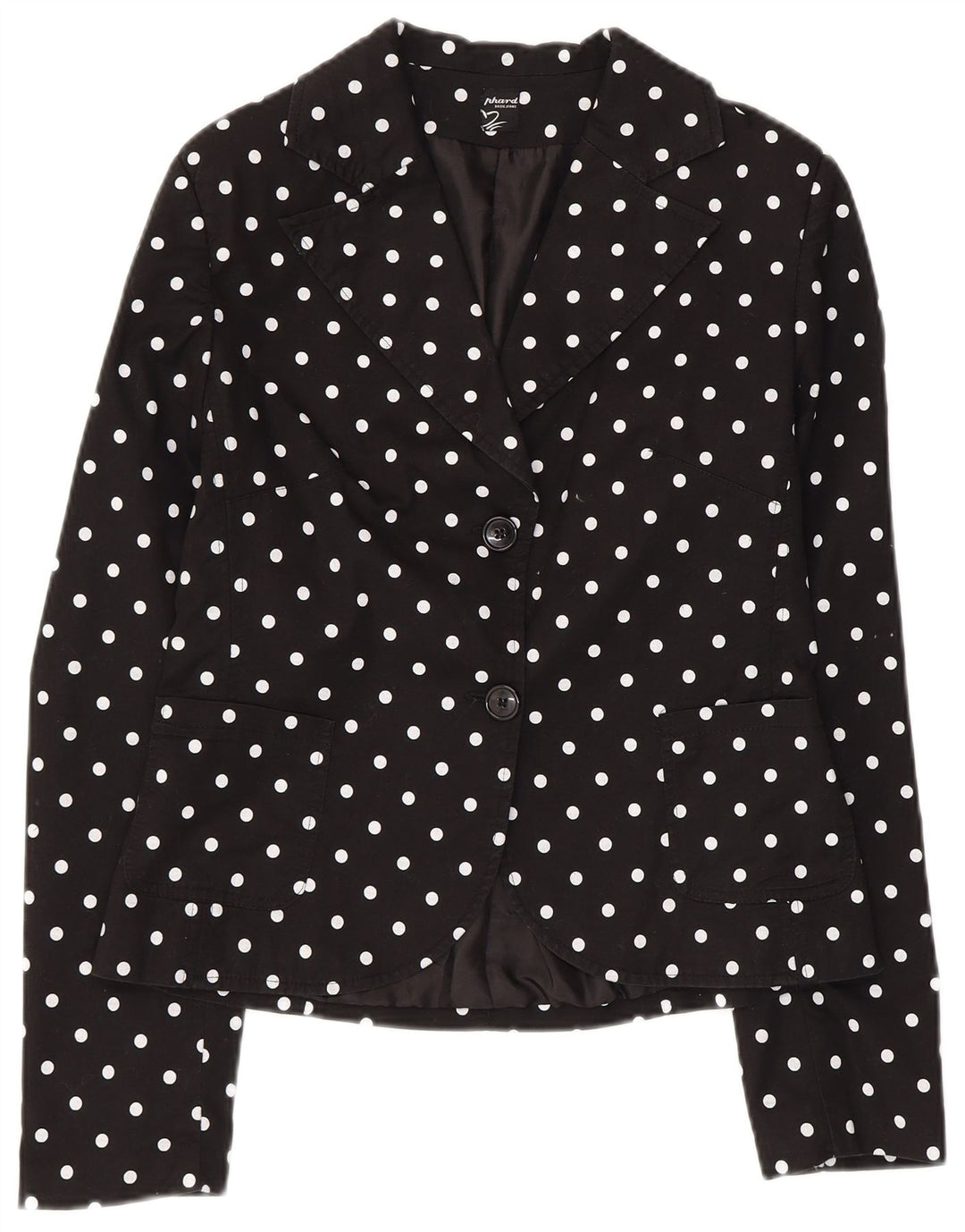 Phard Chaqueta Blazer de 2 Botones para Mujer UK 12 Mediana de algodón con Lunares Negros