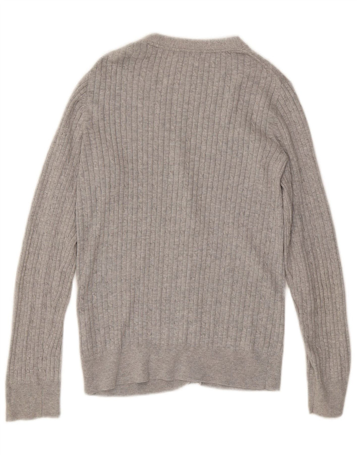 TOMMY HILFIGER Suéter Cárdigan para Mujer UK 12 Algodón Gris Medio