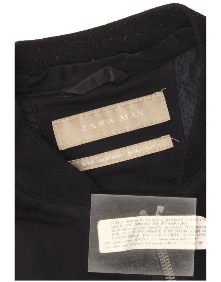 Zara Hombre Cazadora Bomber ES 42 XL Azul Marino Viscosa