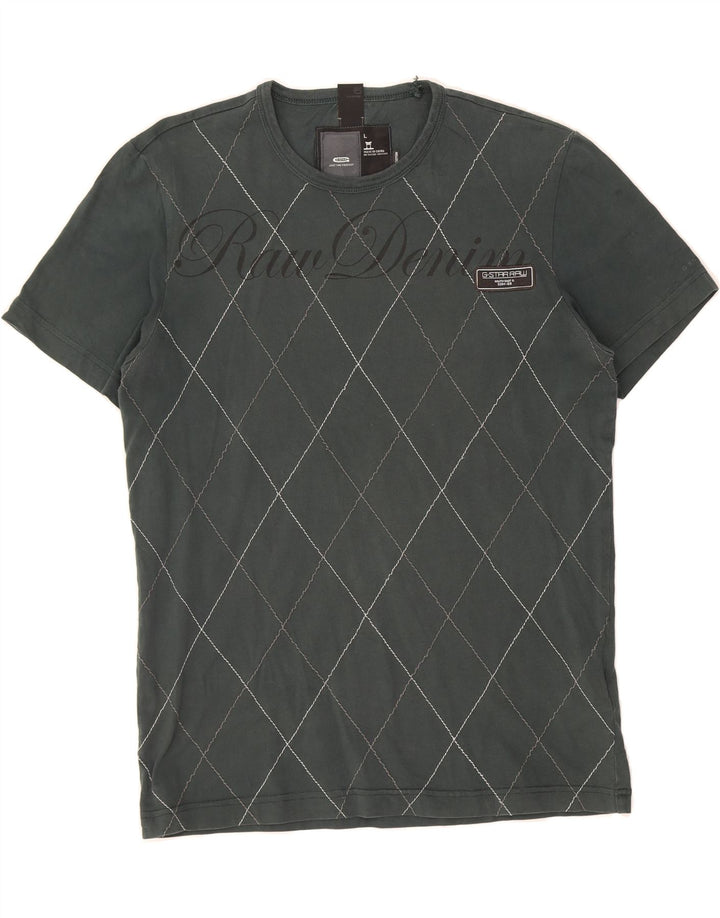 G-STAR Camiseta gráfica para hombre Top grande gris Argyle/Diamond Cotton