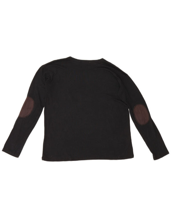 Zara Mujer Top Manga Larga UK 40 Small Negro