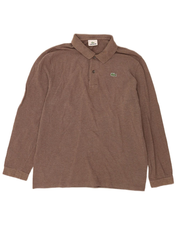 Lacoste Polo de manga larga para hombre Talla 6 XL Algodón marrón