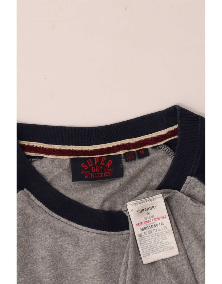 Superdry Hombre Camiseta De Manga Larga De Algodón Color Block Gris Medio