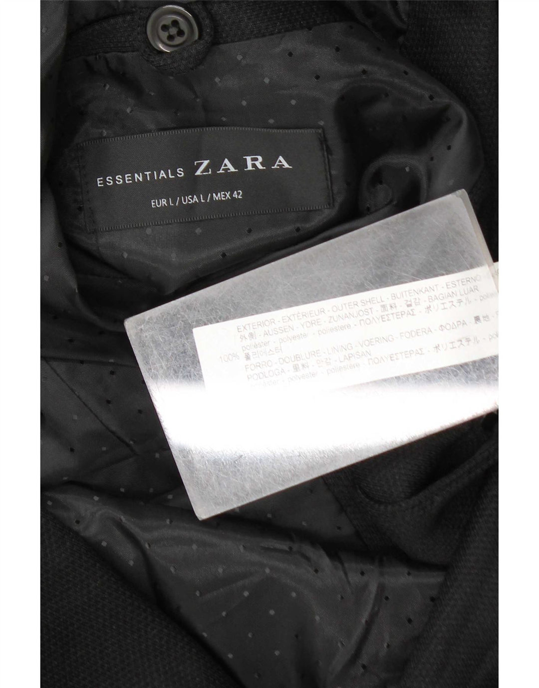 Zara Chaqueta Blazer De 2 Botones Para Hombre UK 40 Grande Poliéster Negro