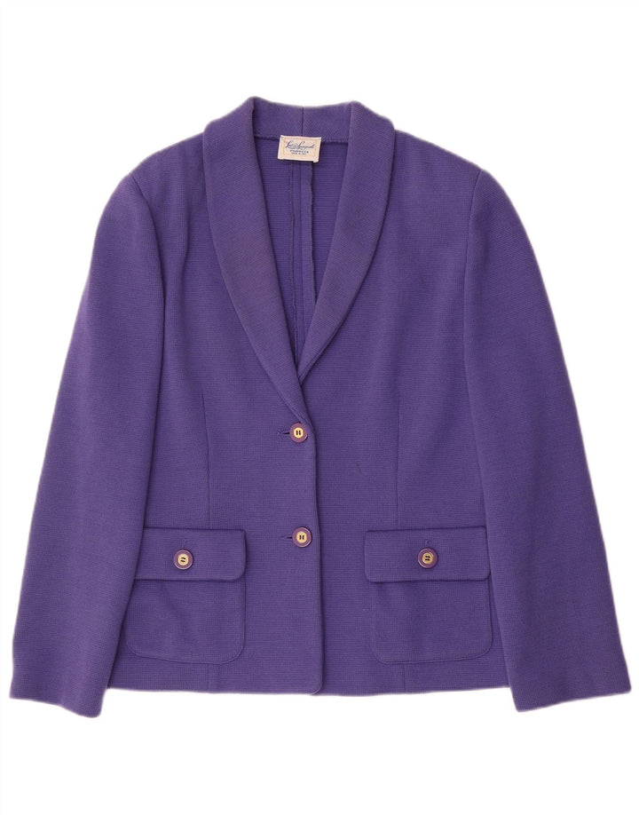 Luisa Spagnoli Chaqueta tipo blazer de punto con 2 botones para mujer UK 40 Lana morada mediana