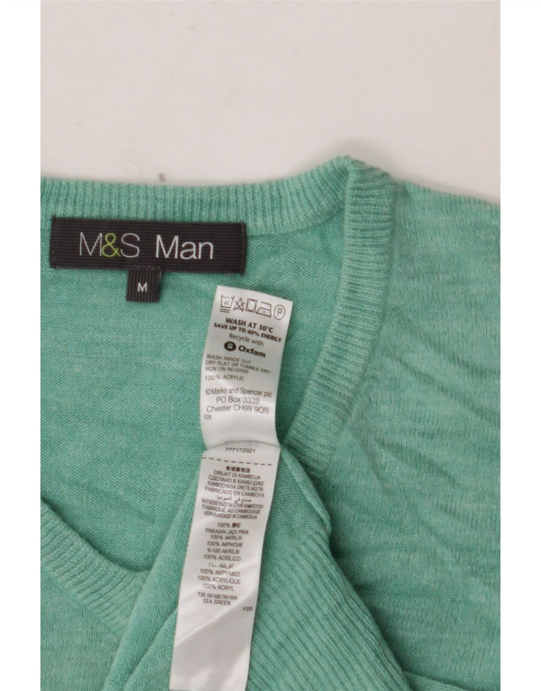 MARKS & SPENCER Jersey con cuello en V para hombre Acrílico verde medio