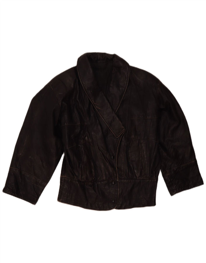 Vintage mujer chaqueta de cuero Reino Unido 16 marrón grande
