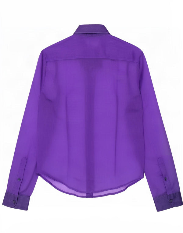 Vintage mujer ver a través de camisa blusa Reino Unido 10 pequeño púrpura