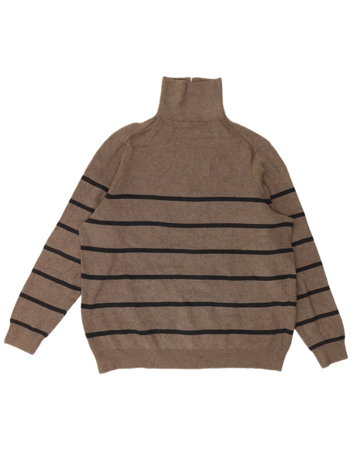 Marks & Spencer - Jersey con cuello y cremallera para hombre, talla 2XL, poliéster a rayas grises