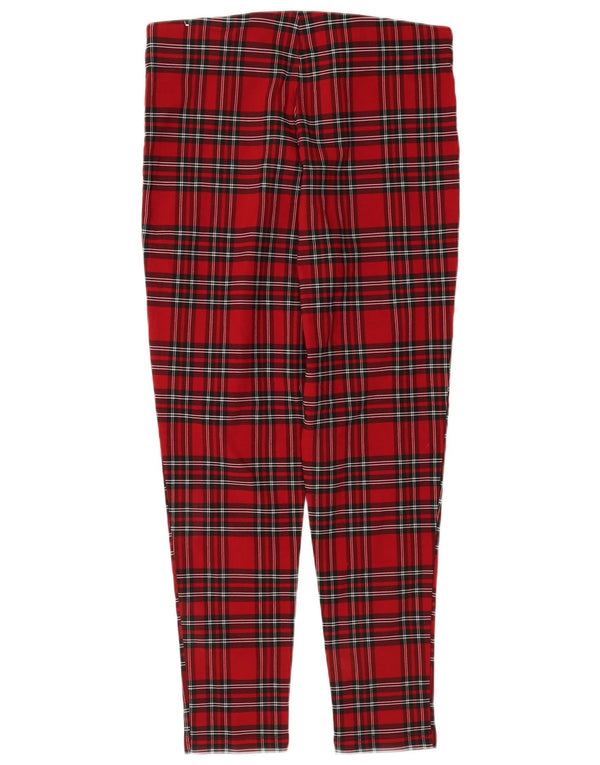 Zara Mujer Pantalón Pitillo Cropped XL W32 L26 Cuadros Rojos