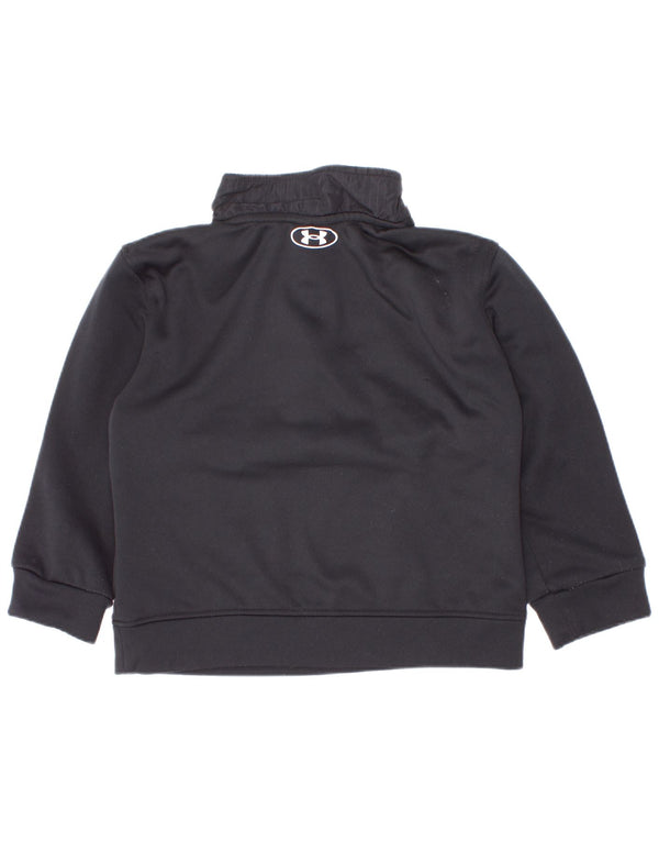 Under Armour Sudadera con cuello con cremallera y gráfico para niños de 2 a 3 años, color negro