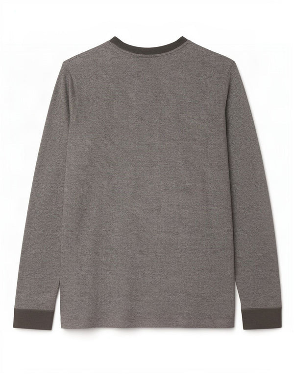 Camiseta Hollister Hombre Manga Larga Algodón Moteado Gris Grande